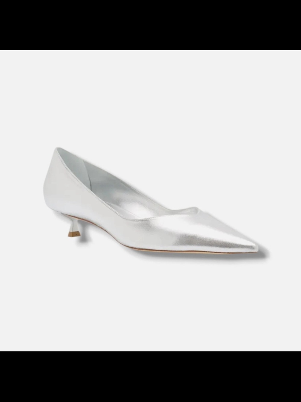 Stuart Weitzman Eva Silver Pointed-Toe Kitten Heel Pumps - Women NWB 8M